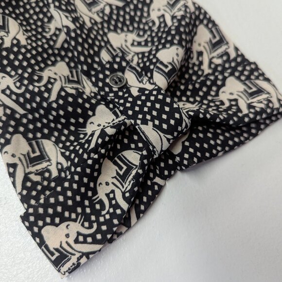Pixley Size Small Black and Cream Elephant Print Blouse - Picture 9 of 13